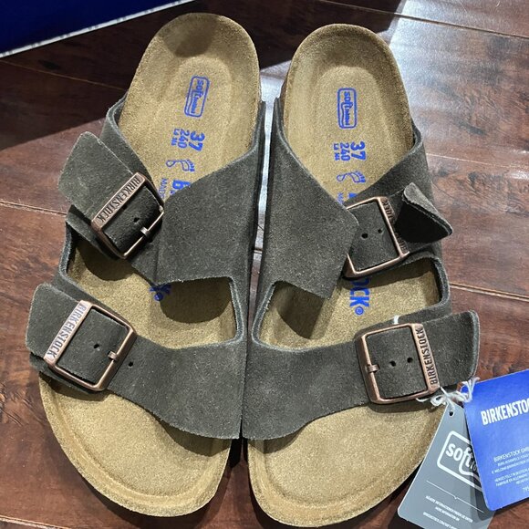 NWT Birkenstock Arizona Suede Leather Sandals - Mocha - Size 6 - Picture 2 of 6